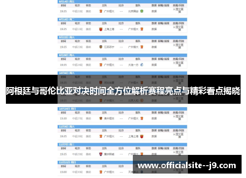 阿根廷与哥伦比亚对决时间全方位解析赛程亮点与精彩看点揭晓